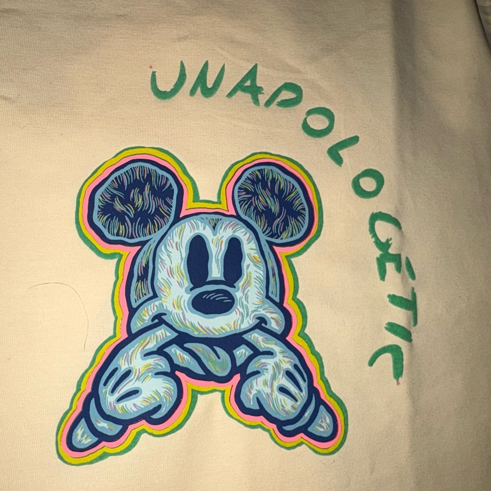 NWT Mickey Mouse Unapologetic Street Brand Alternative Mens Large Eggshell Shirt